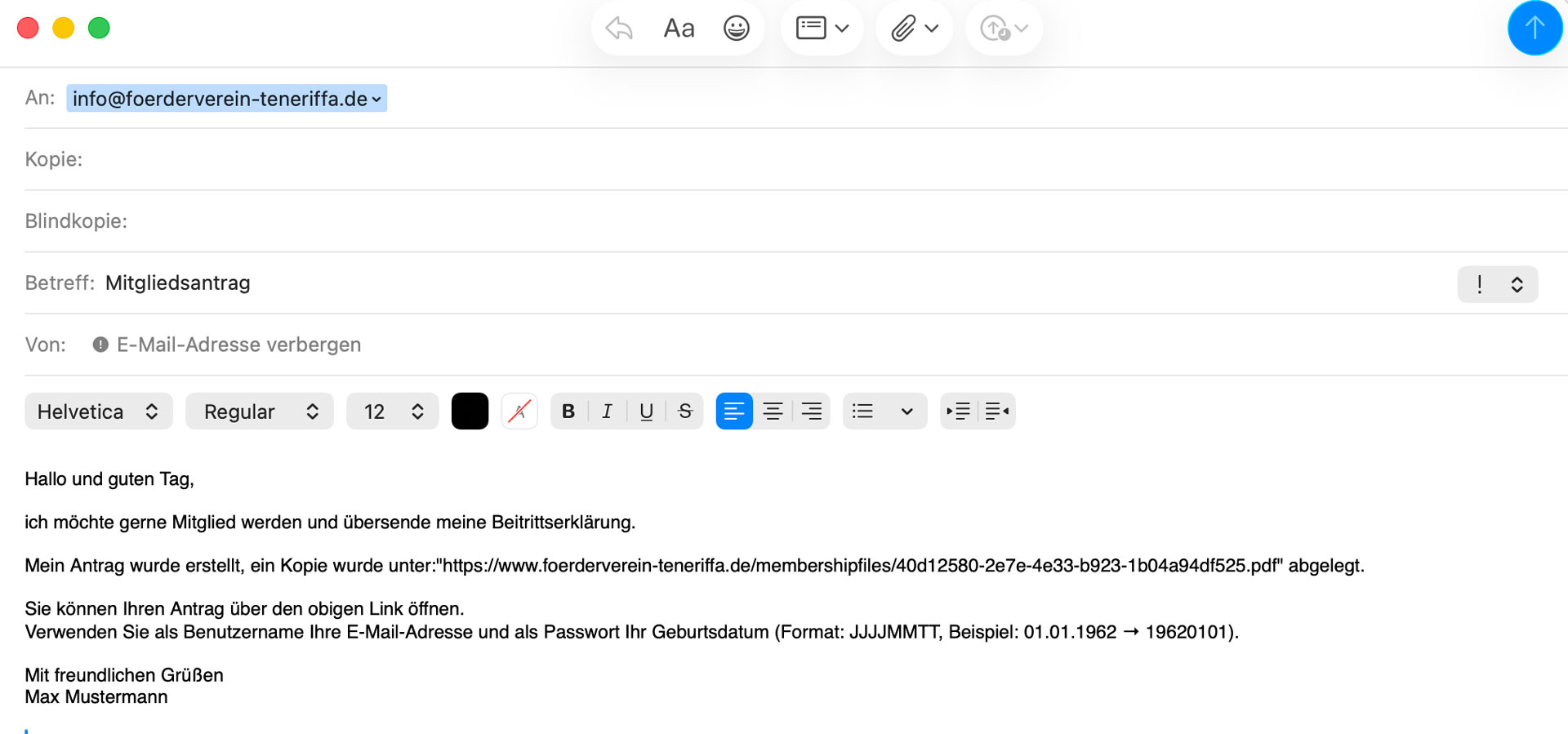 Bild Beitrittserklärung erstellt